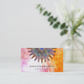 水彩エレガント蓮の花のロゴヨガ 名刺 (スタンド正面)