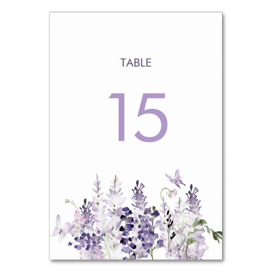 水彩エレガント薄紫花図番号 テーブルナンバー (正面)