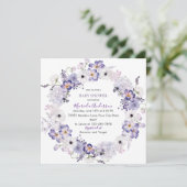 水彩エレガント薄紫花赤ちゃん シーズンカード (スタンド正面)