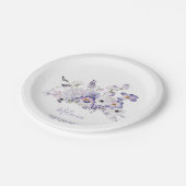水彩エレガント薄紫花赤ちゃん ペーパープレート (アングル)