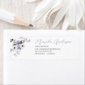 水彩エレガント薄紫花赤ちゃん ラベル (インサイチュ)