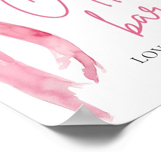 水彩エレガント赤面ピンクボウコーヒーバー標識 ポスター (角)