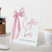水彩エレガント赤面ピンクボウコーヒーバー標識 台座サイン (インサイチュ)