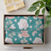 水彩エレガント赤面ピンク花柄 薄葉紙 (ギフト)