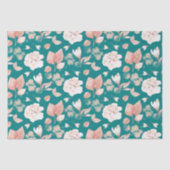 水彩エレガント赤面ピンク花柄 薄葉紙 (正面)