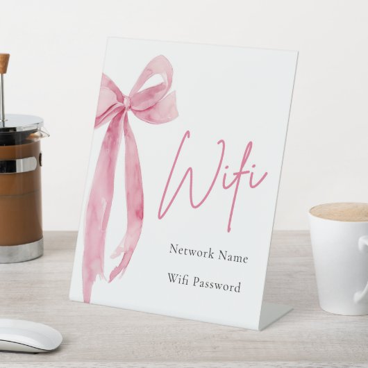 水彩エレガント赤面モダンピンクボウWifiサイン 台座サイン (インサイチュ)
