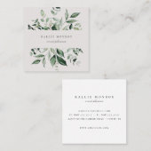 水彩エレガント野生の葉サンディベージュ スクエア名刺 (正面/裏面)