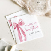 水彩エレガント ブッシュピンク ボウ ブライダルシャワー スタンダードカクテルナプキン