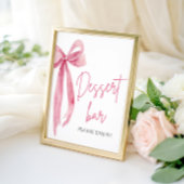 水彩エレガント ブッシュピンク ボウ 結婚式 デザートバー サイン