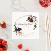 水彩エレガント ブルーム ブラッシュ バーガンディ モノグラム スタンダードカクテルナプキン (インサイチュ)