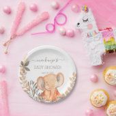 水彩エレファントサファリベイビーシャワー ペーパープレート (パーティー)