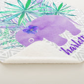 水彩エレファントジャングルトロピカルカスタマイズ シェルパブランケット (3/4)