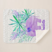 水彩エレファントジャングルトロピカルカスタマイズ シェルパブランケット (正面(横))