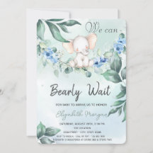 水彩エレファントブルーバラベビーシャワー