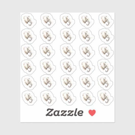 水彩エレファントヘッドミニシール シール (シート)