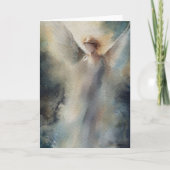 水彩エンジェルポストカード:聖なる書物、 経典インスパイアブル カード (正面)