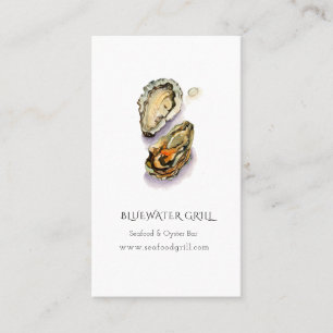 水彩オイスターシェフ、レストラン名刺 名刺
