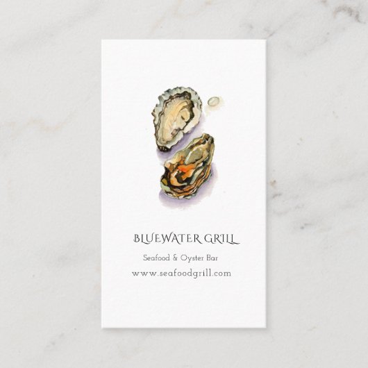 水彩オイスターシェフ、レストラン名刺 名刺 (正面)