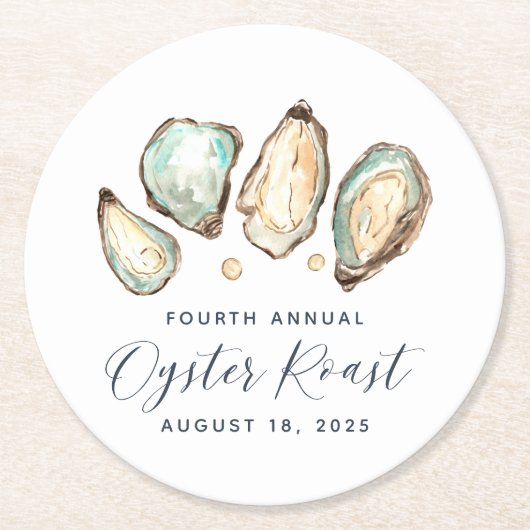 水彩オイスター&パールオイスターロースト ラウンドペーパーコースター (正面)