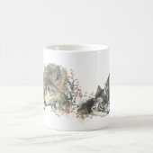 水彩オオカミの親カブ コーヒーマグカップ (中央)