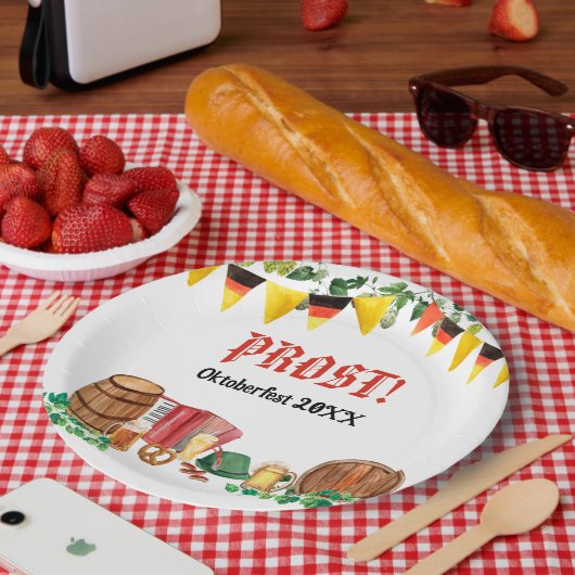 水彩オクトーバーフェストドイツパーティー ペーパープレート (ピクニック)