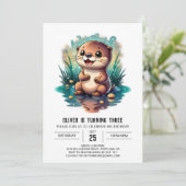 水彩オッタファンタジー誕生日招待状 招待状 (スタンド正面)