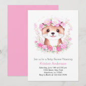 水彩オッターの魔法の女の子ベビーシャワー 招待状 (正面/裏面)