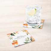 水彩オペロール スプリッツ ブライダルシャワー スクエアペーパーコースター (インサイチュ)