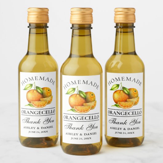 水彩オランジェロ結婚ズミ感謝していニ ワインラベル (ボトル)