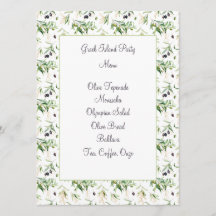 水彩オリーブと葉のメニューカード