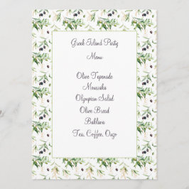 水彩オリーブと葉のメニューカード メニュー