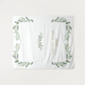 水彩オリーブのブライダルシャワー フォトブース プロップ タペストリー (正面(横))