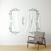 水彩オリーブのブライダルシャワー フォトブース プロップ タペストリー (インサイチュ(横))