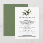 水彩オリーブの木の枝 | 旅程 エンクロージャーカード (正面/裏面)