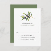 水彩オリーブの木の結婚式の出欠確認 出欠カード (正面/裏面)