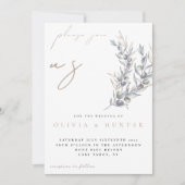 水彩オリーブの枝の写真 ウェディング招待状 招待状 (正面)