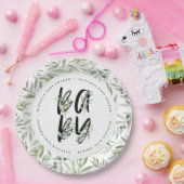 水彩オリーブの枝の葉ベビーシャワーパーティー ペーパープレート (パーティー)