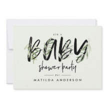 水彩オリーブの枝の葉ベビーシャワーパーティー