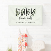 水彩オリーブの枝の葉ベビーシャワーパーティー 横断幕 (インサイチュ)