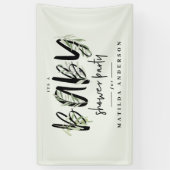 水彩オリーブの枝の葉ベビーシャワーパーティー 横断幕 (縦)