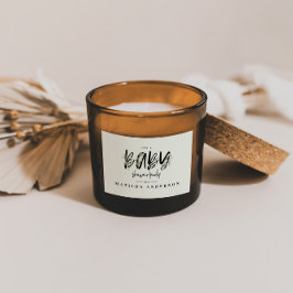 水彩オリーブの枝の葉ベビーシャワーパーティー 長方形シール