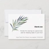 水彩オリーブの枝グリーン ウェディングシャワー サンキューカード (正面)