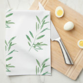水彩オリーブの枝パターン キッチンタオル (四つ折り)