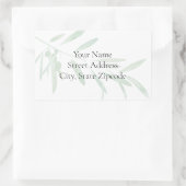 水彩オリーブの枝ラベル 長方形シール (バッグ)