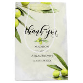 水彩オリーブの枝結婚は感謝 ミディアムペーパーバッグ (正面)