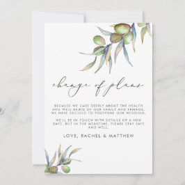 水彩オリーブの枝 ウェディングプランの変更 案内状