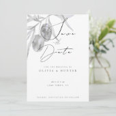 水彩オリーブの枝 ウェディング セーブ・ザ・デート カード (スタンド正面)