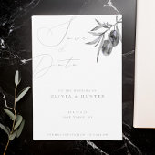 水彩オリーブの枝 ウェディング セーブ・ザ・デート カード