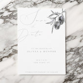 水彩オリーブの枝 ウェディング セーブ・ザ・デート カード