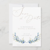 水彩オリーブの枝 ウェディング セーブ・ザ・デート カード (正面)